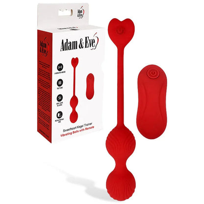 Adam & Eve SWEETHEART Kegel Trainer - Red USB Rechargeable Vibrating Kegel Balls with Remote Adam & Eve