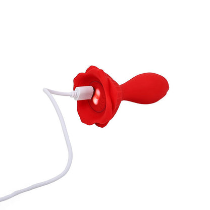Adam & Eve THE ROSEBUD - Red 10.2 cm USB Rechargeable Vibrating Butt Plug with Remote Adam & Eve