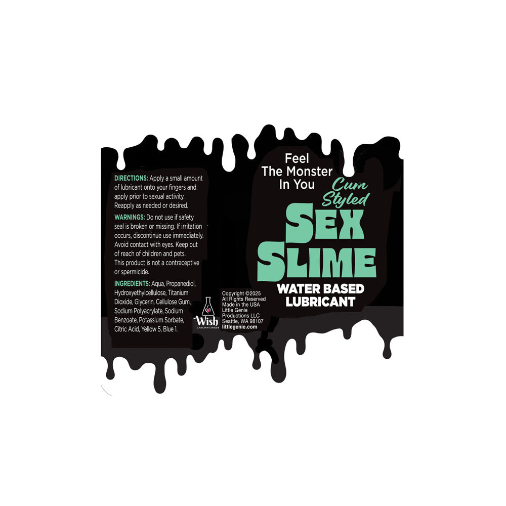 Sex Slime Cum Style Creature Lube - Green 60 ml - Green Cum Style Water Based Lubricant - 60 ml Bottle Little Genie
