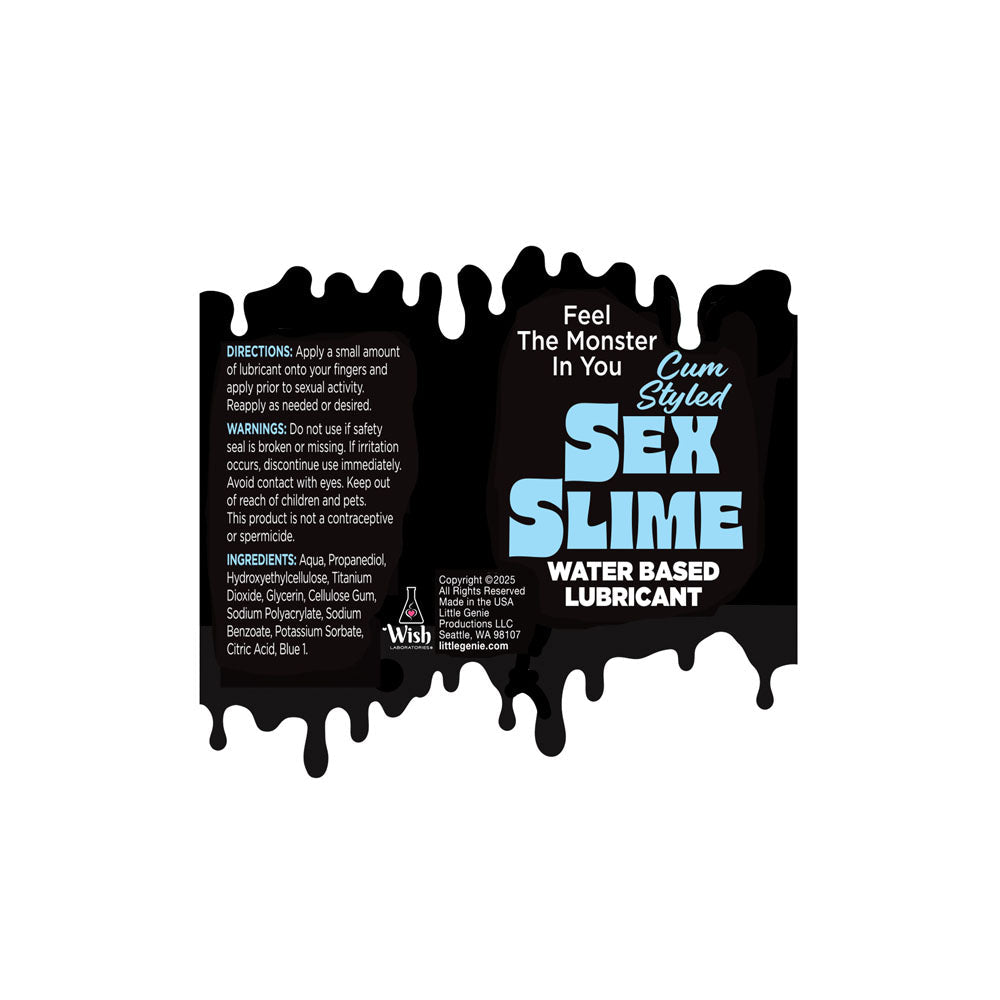 Sex Slime Cum Style Creature Lube - Blue 60 ml - Blue Cum Style Water Based Lubricant - 60 ml Bottle Little Genie