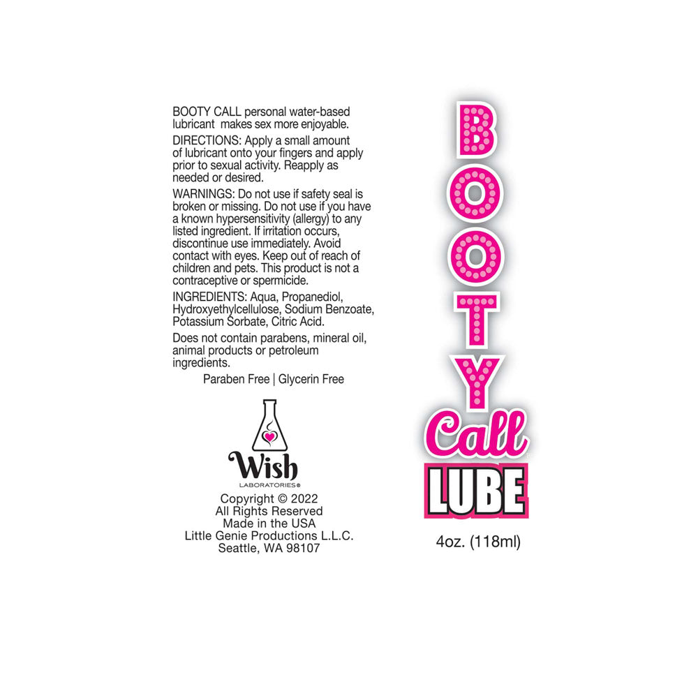Booty Call Lube - Water Based Lubricant - 120 ml Bottle Little Genie