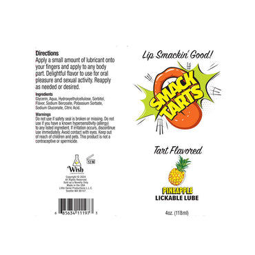 Smack Tarts - Sour Pineapple - Sour Pineapple Flavoured Lubricant - 120 ml Tube Little Genie