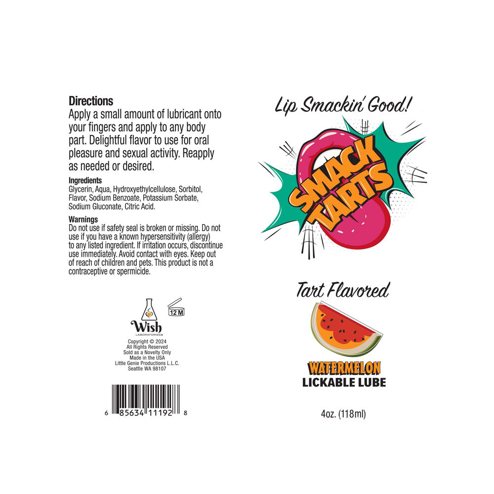 Smack Tarts - Sour Watermelon - Sour Watermelon Flavoured Lubricant - 120 ml Tube Little Genie