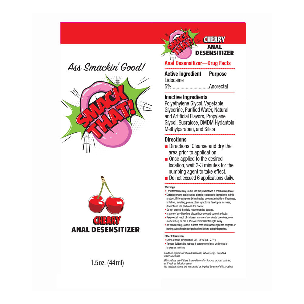 Smack That! Anal Desensitiser - Cherry - Cherry Flavoured Anal Desensitiser - 44 ml Tube Little Genie