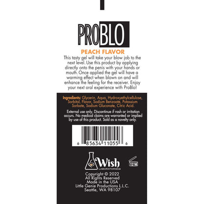 ProBlo Oral Pleasure Gel - Peach Flavoured Blowjob Gel - 29 ml Tube Little Genie