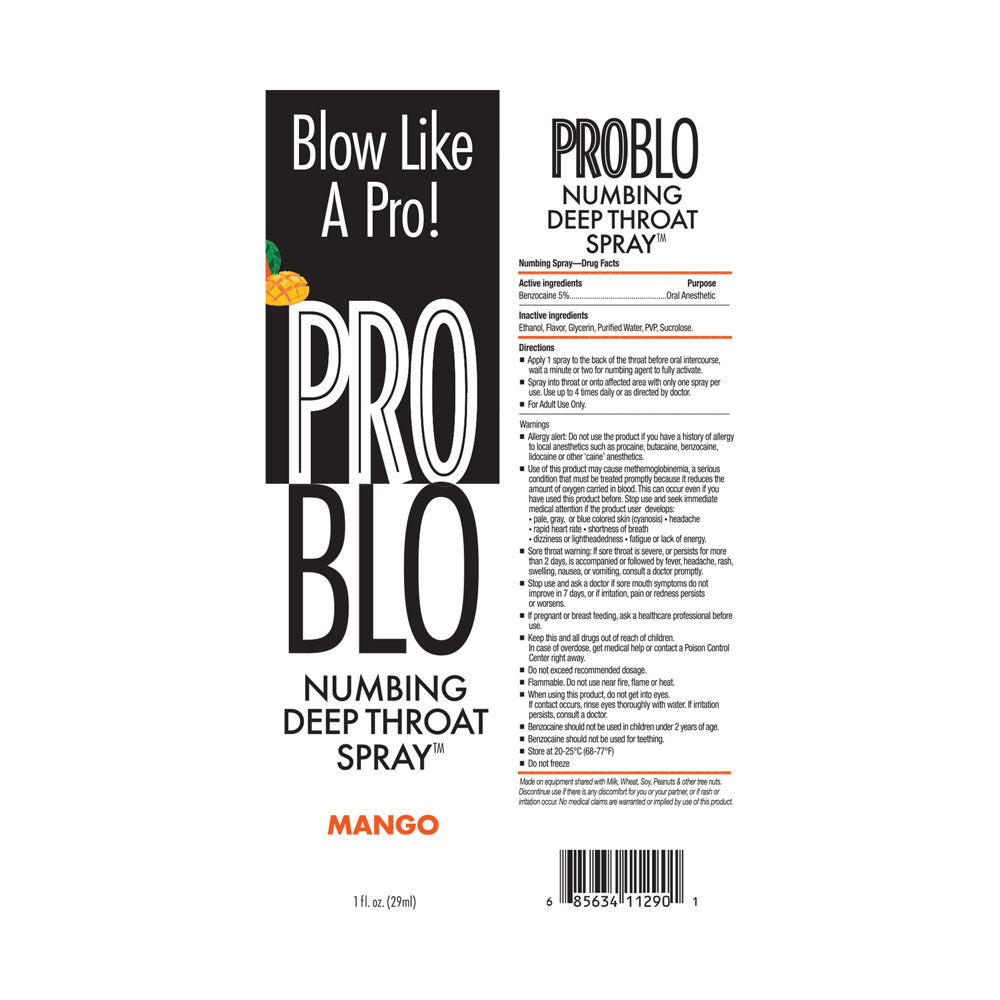 ProBlo Deep Throat Spray - Mango - Mango Flavoured Deep Throat Spray - 30 ml Little Genie