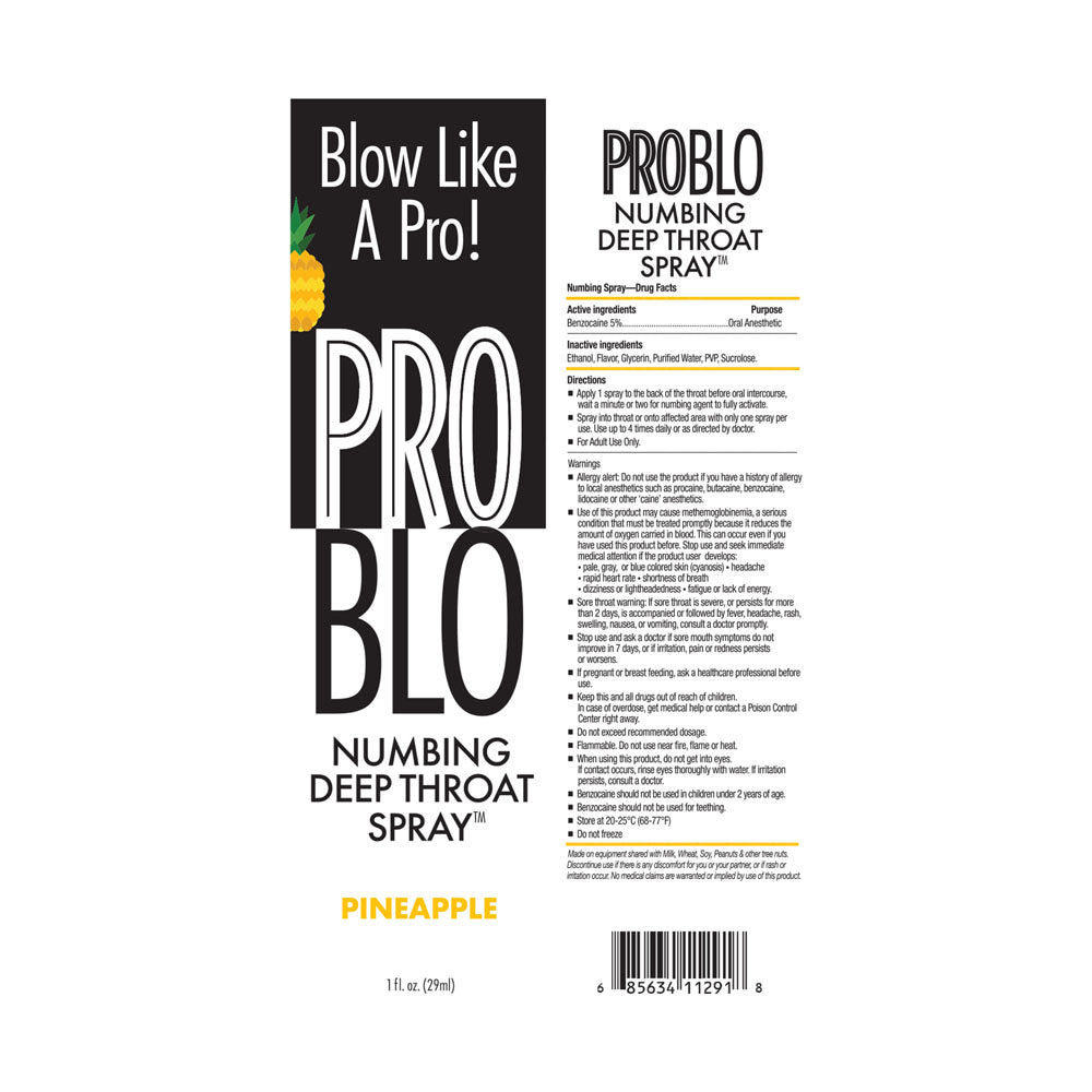ProBlo Deep Throat Spray - Pineapple - Pineapple Flavoured Deep Throat Spray - 30 ml Little Genie