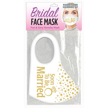 Bridal Face Mask - Soon To Be Married AF - White Novelty Mask Little Genie