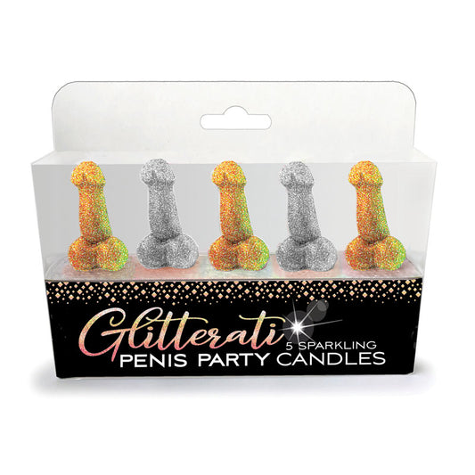 Glitterati - Penis Party Candles - Novelty Candles - 5 Pack Coloured - Club X