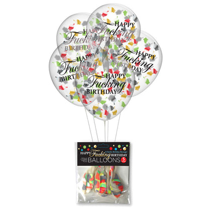 Happy Fucking Birthday Confetti Balloons - Party Balloons - Set of 5 Little Genie