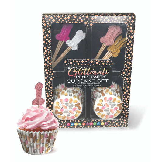 Glitterati - Penis Party Cupcake Set - Party Cupcake Set - Set of 24 Little Genie