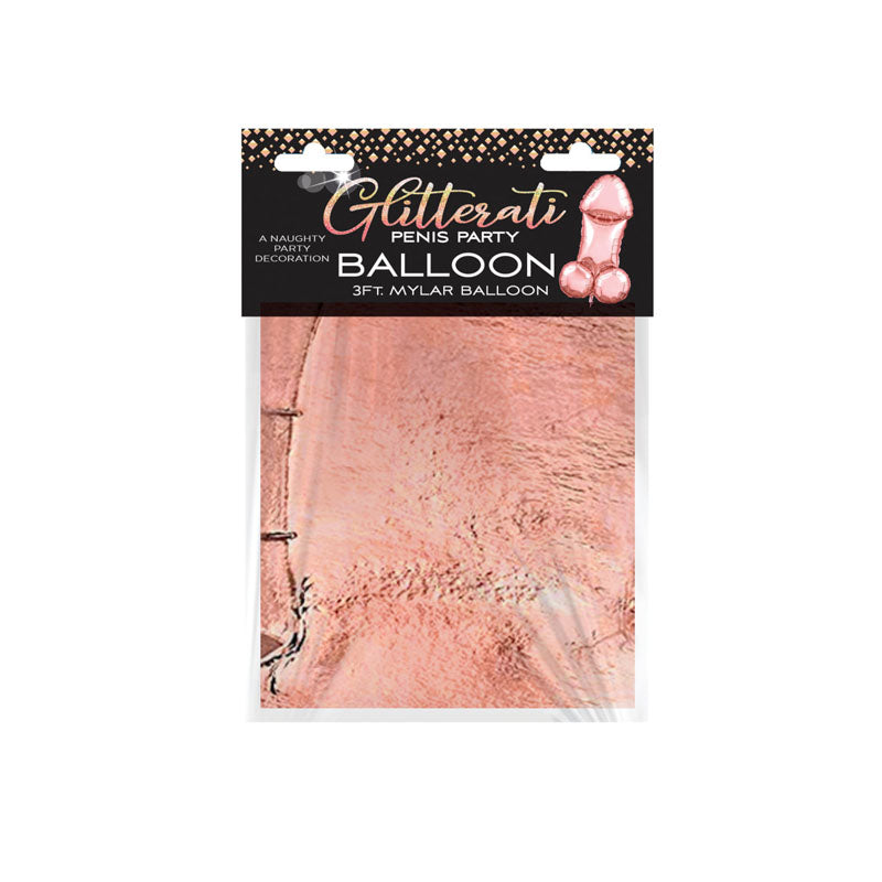 Glitterati - Penis Party Balloon 90cm Mylar - Rose Gold 90 cm Novelty Balloon Little Genie