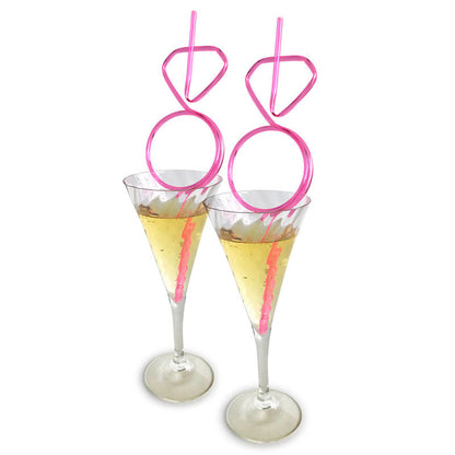 Glitterati - Diamond Ring Straws Set - Hens Party Novelty - Set of 8 Little Genie
