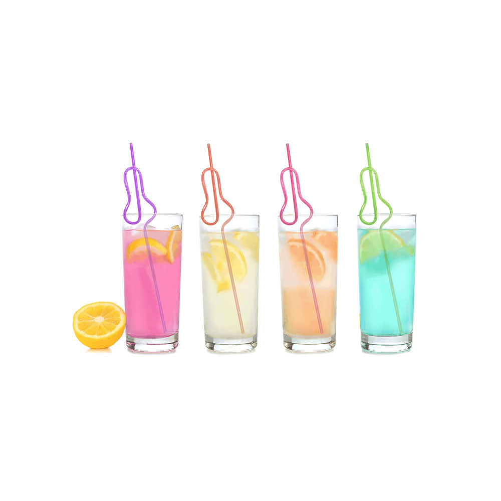 Glitterati Penis Silly Straws - Coloured Hen's Party Straws - 8 Pack Little Genie