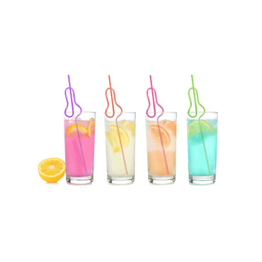 Glitterati Penis Silly Straws - Coloured Hen's Party Straws - 8 Pack Little Genie