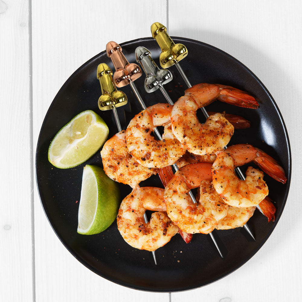 Glitterati Hors d'Oeuvre Picks - 6 Pack - Stainless Steel 18 cm Food Picks - Set of 6 Little Genie