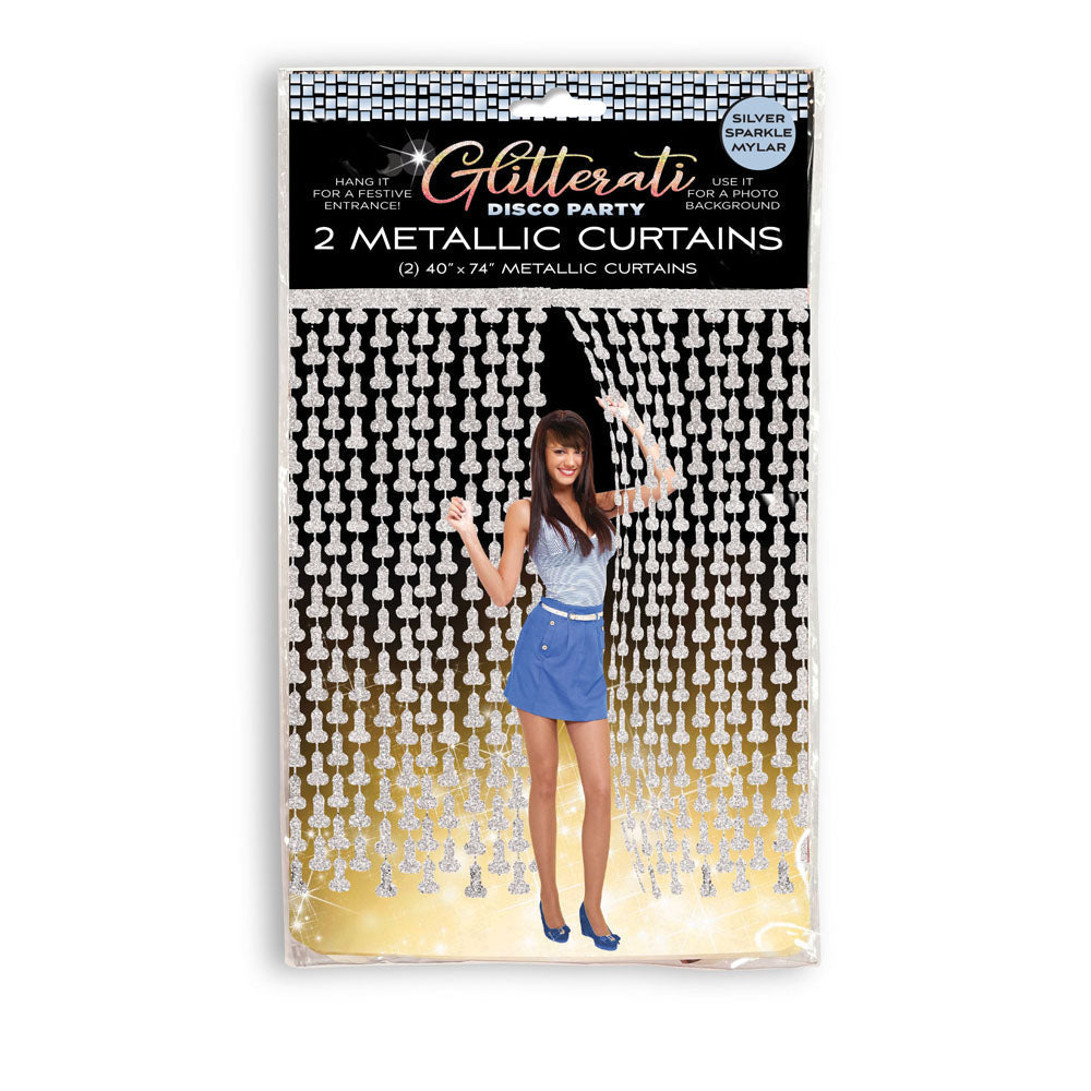Glitterati - Penis Party Disco Metallic Curtains - Party Doorway Decoration - Set of 2 Little Genie