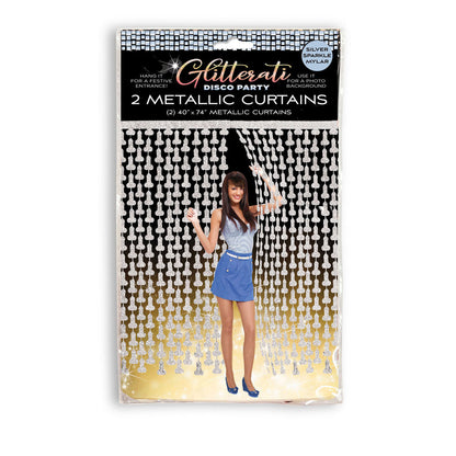Glitterati - Penis Party Disco Metallic Curtains - Party Doorway Decoration - Set of 2 Little Genie