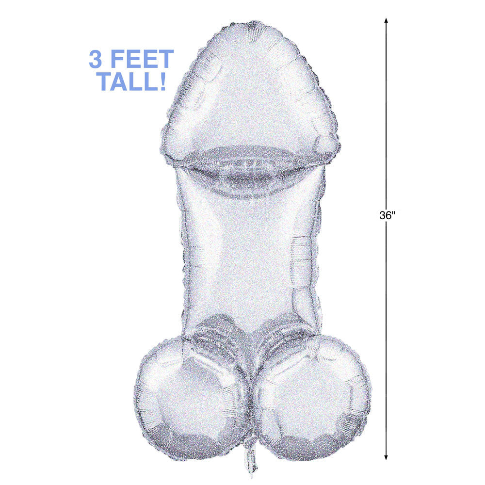 Glitterati - Disco Party Giant Penis Mylar Balloon - Hens Party Novelty - 90 cm Length Little Genie