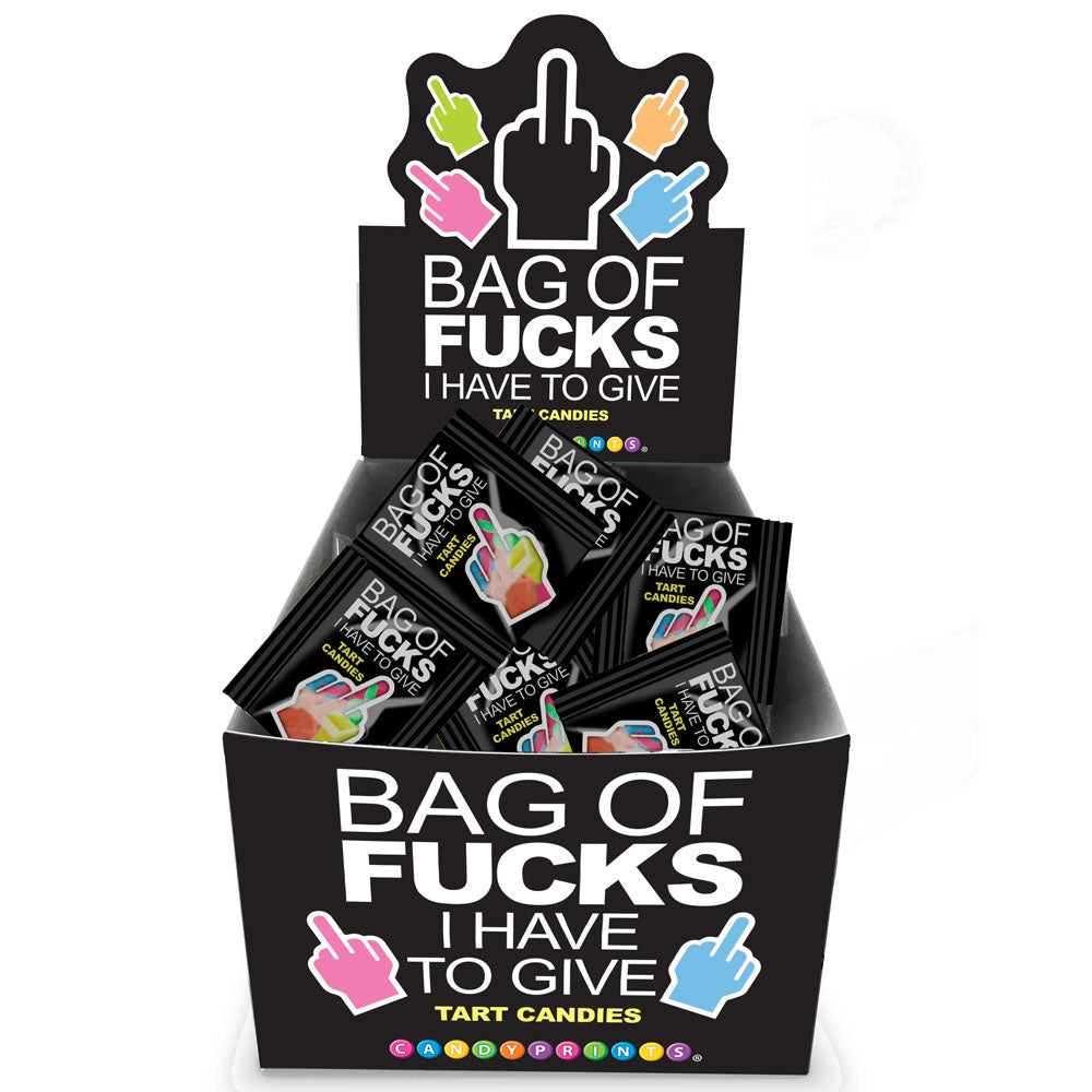 Bag Of Fucks I Have To Give - Display - Fruit Flavoured Lollies - Counter Display of 100 Mini Packs Little Genie