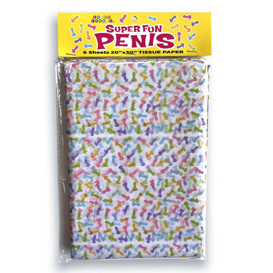 Super Fun Penis Tissue Paper Sheets - Novelty Decoration Sheets - 6 Pack Little Genie