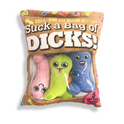 Suck A Bag Of Dicks Plushy Pillows - Mini Fuzzy Dicky Plushy Pillows - Set of 5 Little Genie