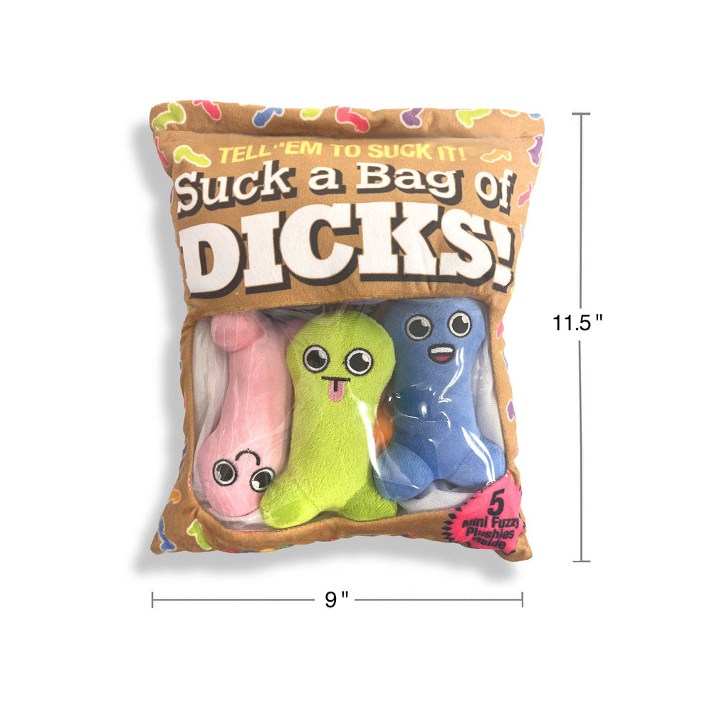 Suck A Bag Of Dicks Plushy Pillows - Mini Fuzzy Dicky Plushy Pillows - Set of 5 Little Genie