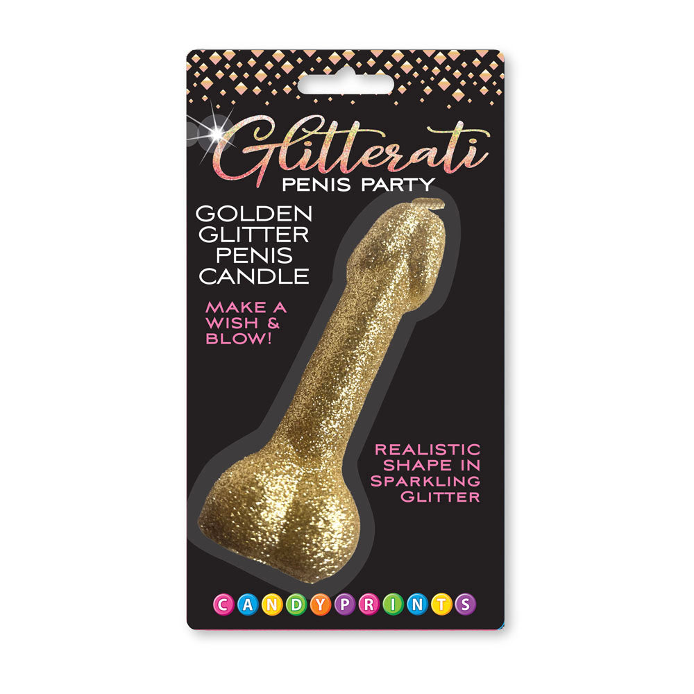 Glitterati Gold Glitter Penis Candle - Gold 10 cm Penis Party Candle Little Genie
