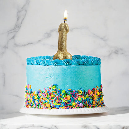 Glitterati Gold Glitter Penis Candle - Gold 10 cm Penis Party Candle Little Genie