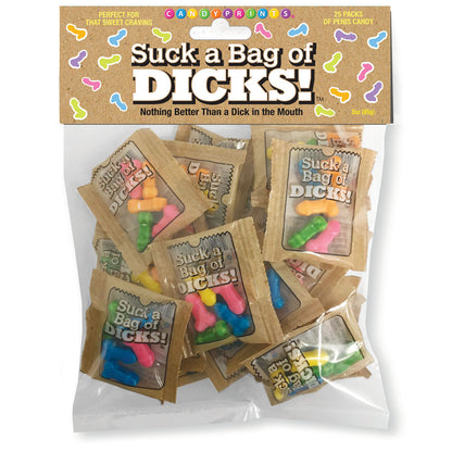 Suck a Bag of Dicks! Bag of 25 - Pecker Lollies - Bulk Bag of 25 Party Packs Little Genie