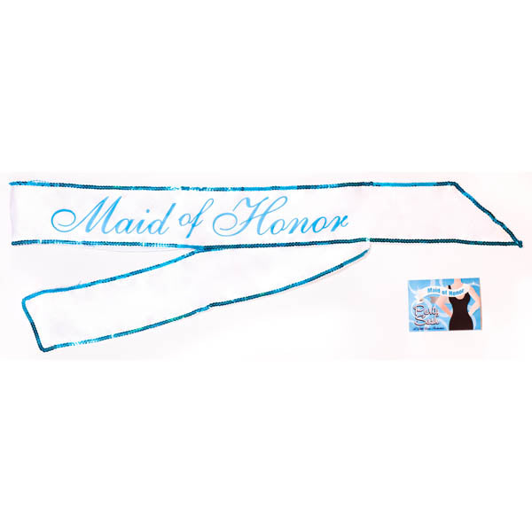 Maid Of Honor Sash - White Hens Party Sash Little Genie