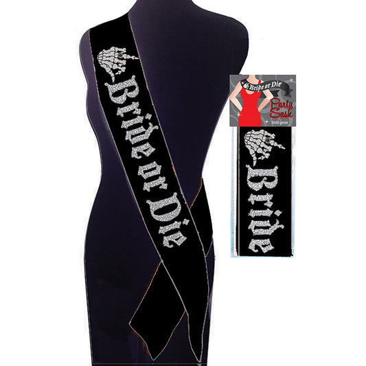Bride or Die Sash - Black Party Sash Black - Club X