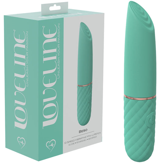 LOVELINE Beso - Green - Green 10.6 cm USB Rechargeable Mini Lipstick Vibrator Green - Club X