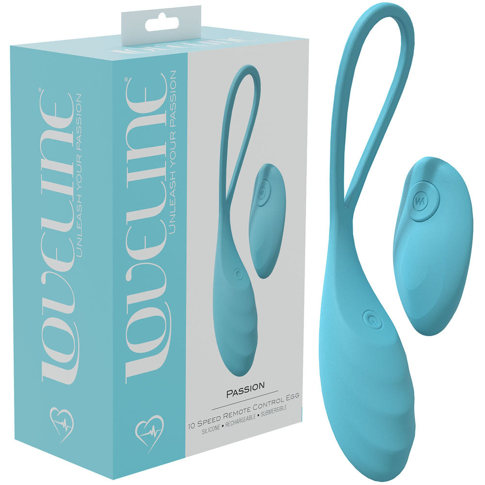 LOVELINE Passion - Blue - Blue USB Rechargeable Vibrating Egg with Wireless Remote Shots Toys