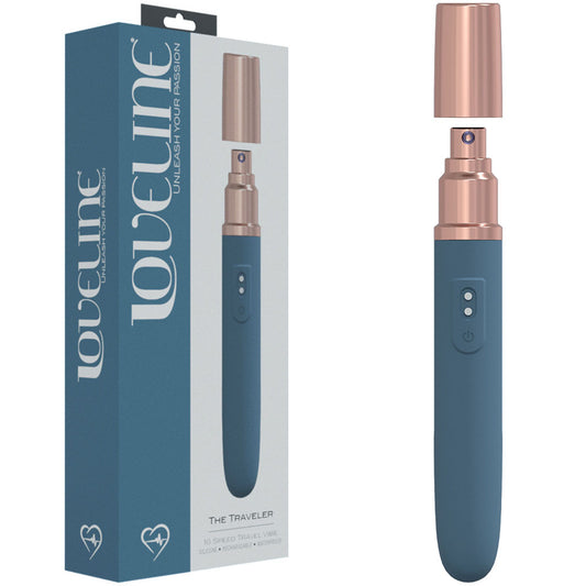 LOVELINE The Traveler - Blue - Blue 17.6 cm USB Rechargeable Vibrator with Lube Applicator Blue - Club X