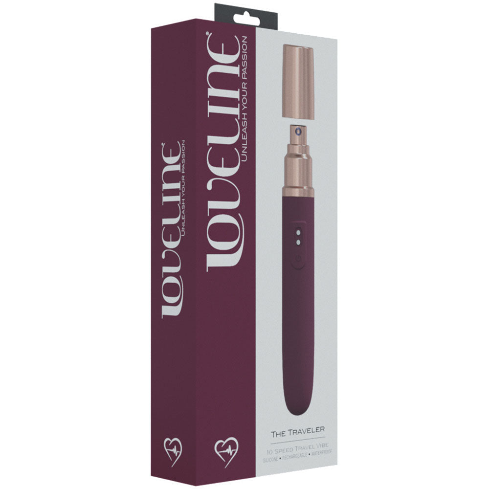 LOVELINE The Traveler - Burgundy - Burgundy 17.6 cm USB Rechargeable Vibrator with Lube Applicator Shots Toys
