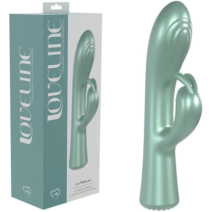 LOVELINE La Perla I - Green - Pearlescent Green 19.2 cm USB Rechargeable Rabbit Vibrator Shots Toys