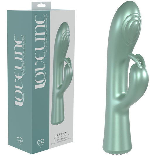 LOVELINE La Perla I - Green - Pearlescent Green 19.2 cm USB Rechargeable Rabbit Vibrator Shots Toys