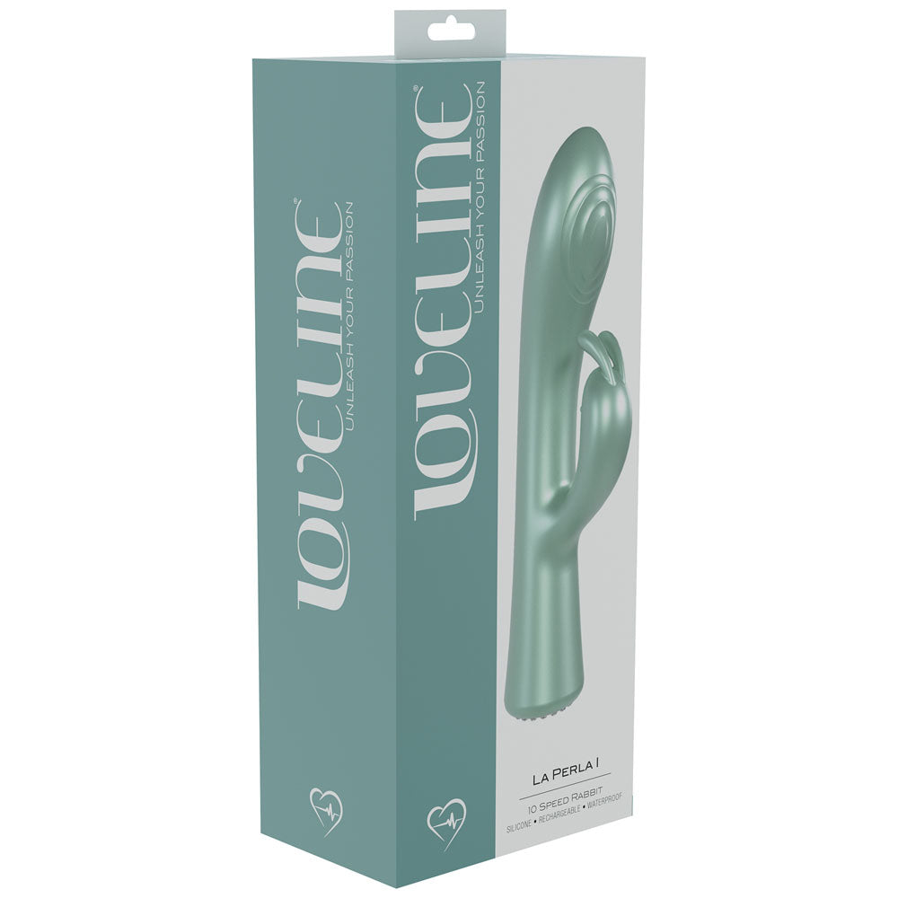 LOVELINE La Perla I - Green - Pearlescent Green 19.2 cm USB Rechargeable Rabbit Vibrator Shots Toys