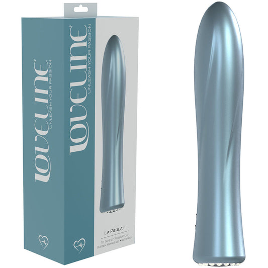 LOVELINE La Perla II - Blue - Pearlescent Blue 19.2 cm USB Rechargeable Vibrator Shots Toys