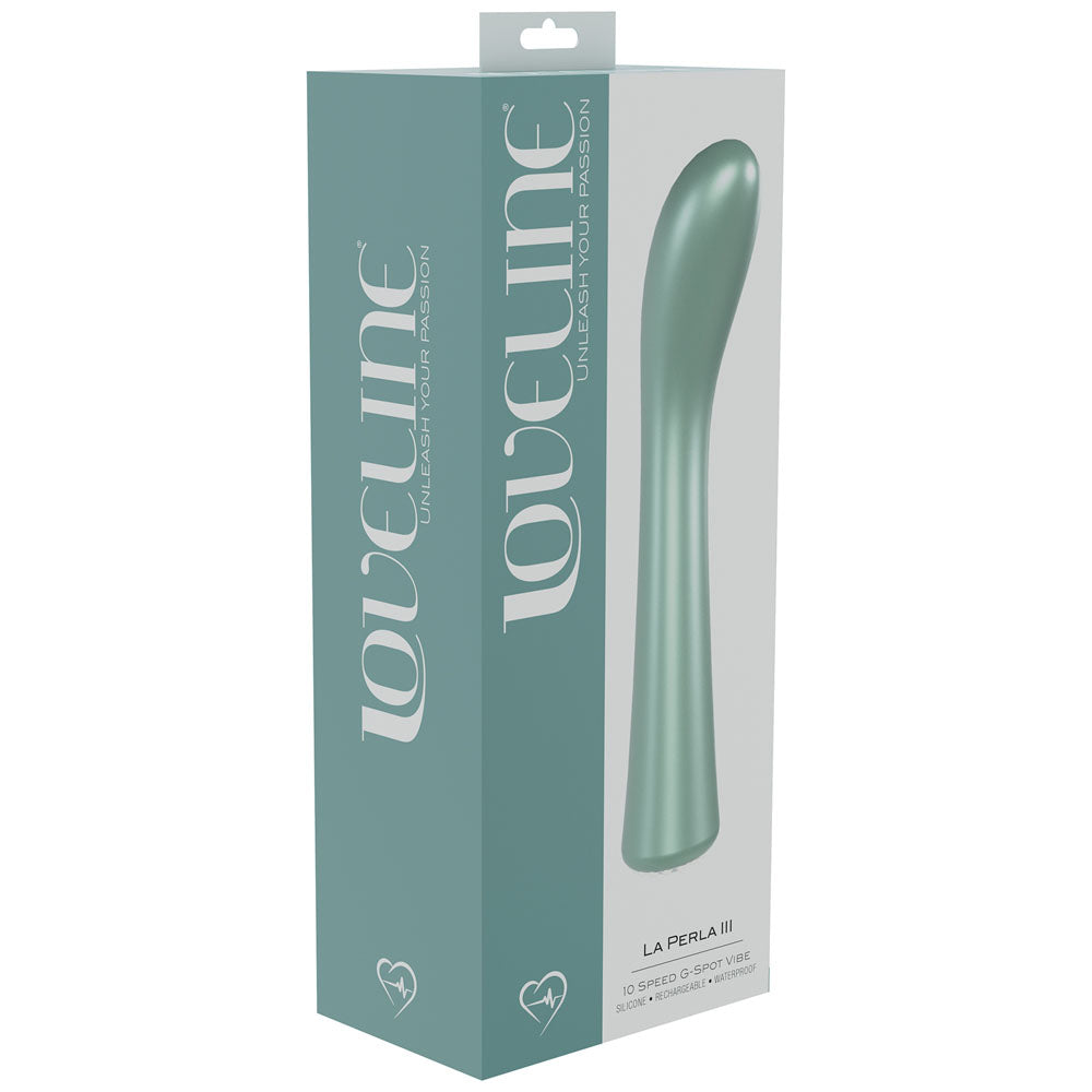 LOVELINE La Perla III - Green - Pearlescent Green 19.2 cm USB Rechargeable Vibrator Shots Toys