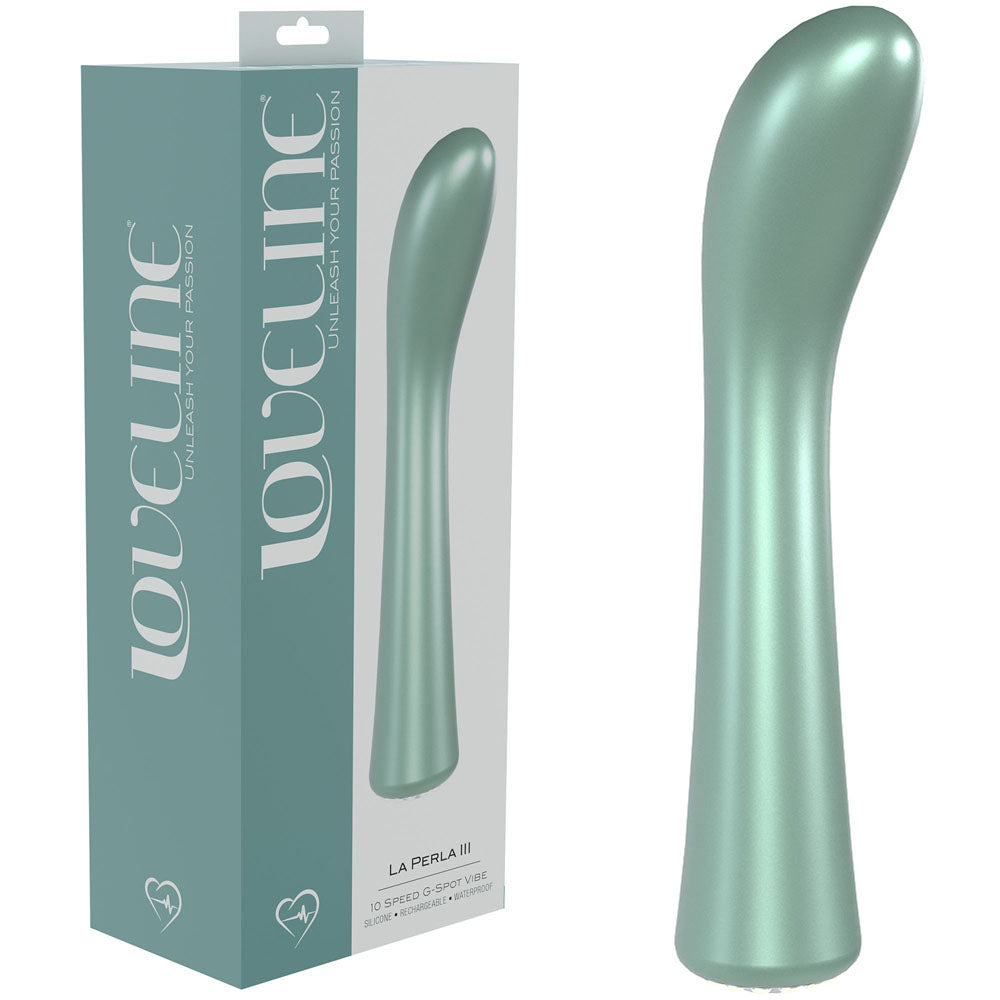 LOVELINE La Perla III - Green - Pearlescent Green 19.2 cm USB Rechargeable Vibrator Shots Toys