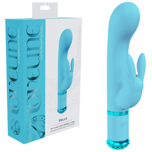 LOVELINE Belle - Blue - Blue 15.6 cm USB Rechargeable Rabbit VIbrator Shots Toys