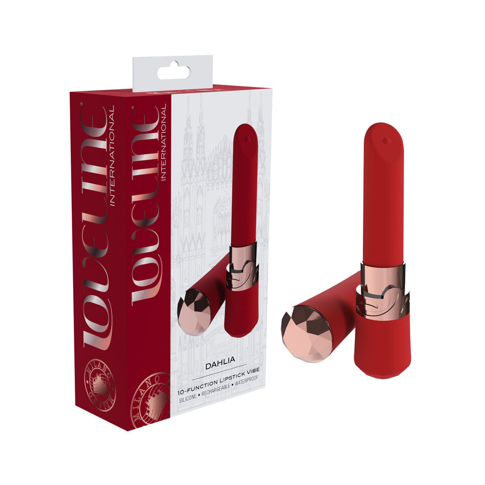 LOVELINE Dahlia - Red - Red 12.5 cm USB Rechargeable Lipstick Vibrator Shots Toys