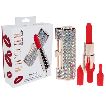 LOVELINE Diamond - Red - Red 8.3 cm USB Rechargeable Lipstick Vibrator Shots Toys