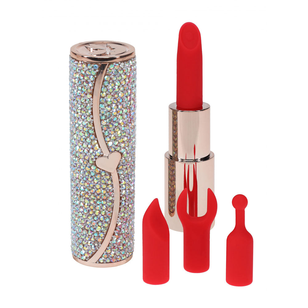 LOVELINE Sparkle - Red 8.3 cm USB Rechargeable Lipstick Vibrator Shots Toys