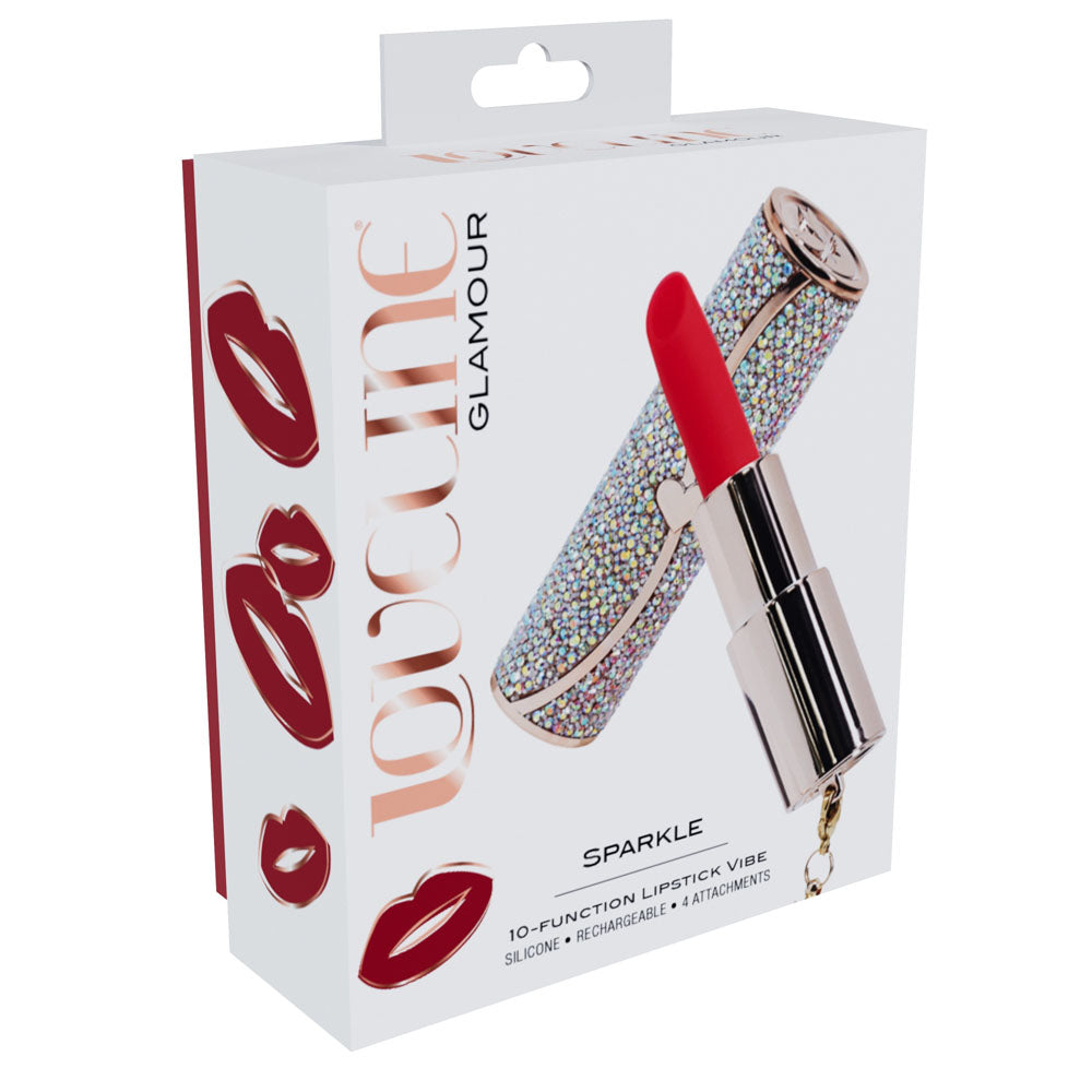 LOVELINE Sparkle - Red 8.3 cm USB Rechargeable Lipstick Vibrator Shots Toys