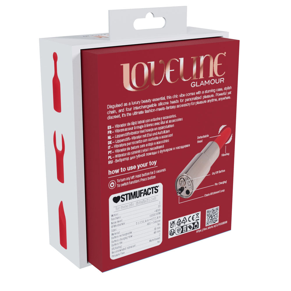 LOVELINE Sparkle - Red 8.3 cm USB Rechargeable Lipstick Vibrator Shots Toys