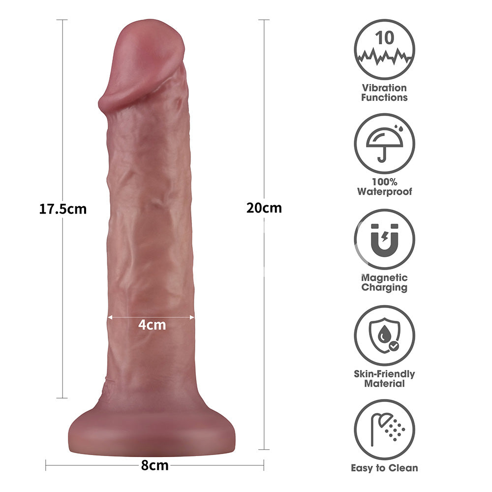 Dual Density Power Cock - 8 Inch Flesh - Flesh 20 cm USB Rechargeable Vibrating Dong Lovetoy
