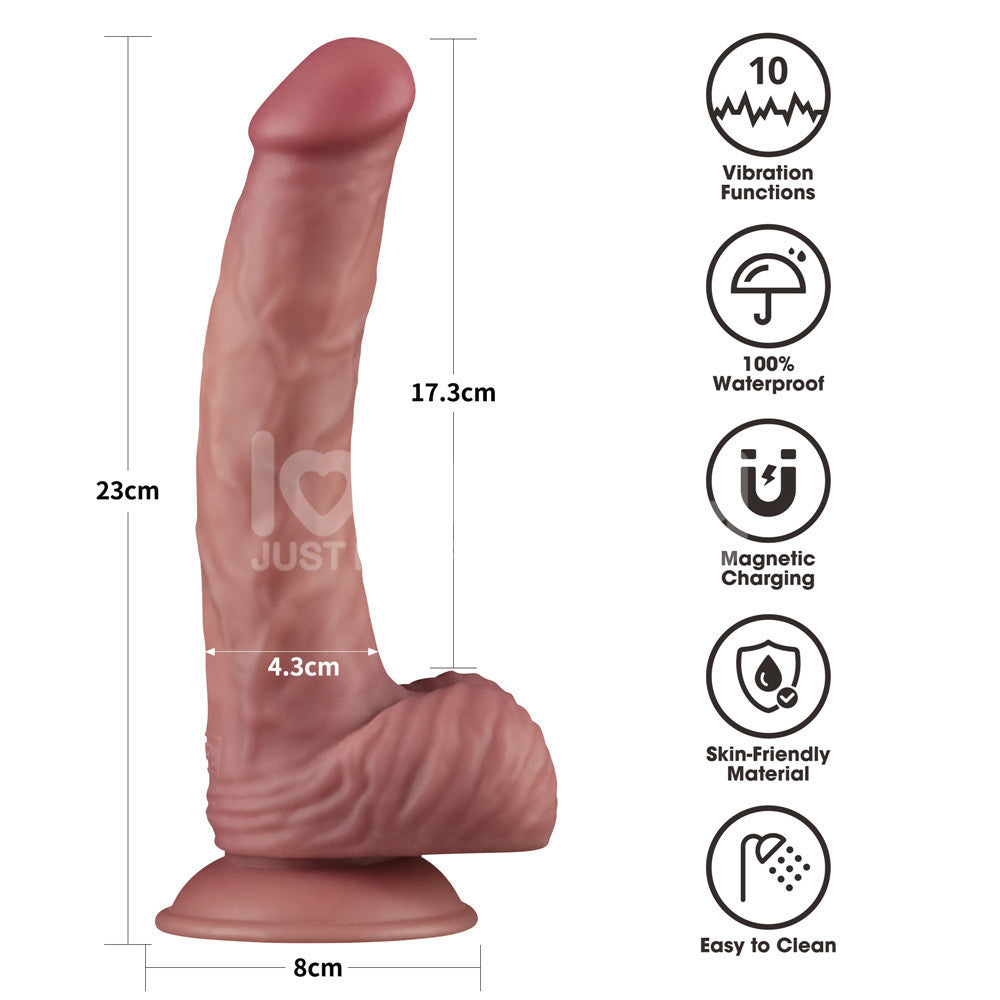 Dual Density Power Cock - 9 Inch Flesh - Flesh 23 cm USB Rechargeable Vibrating Dildo Lovetoy